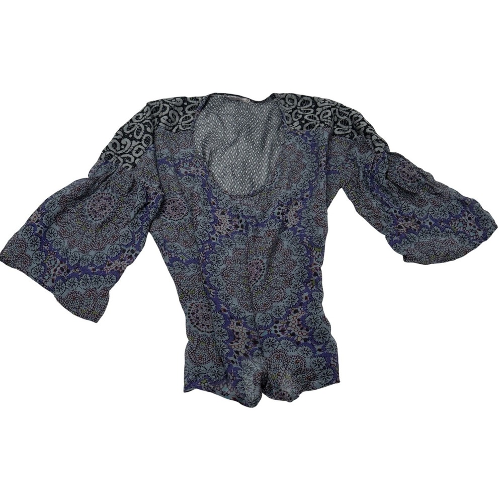 Language Boho Bell Sleeve Blouse Size S Anthropologie Style Sheer Peasant Top